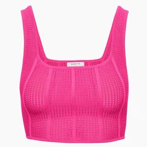 Aritzia Babaton Sculpt Knit Squareneck Cropped Tank Eros Pink Size Medium